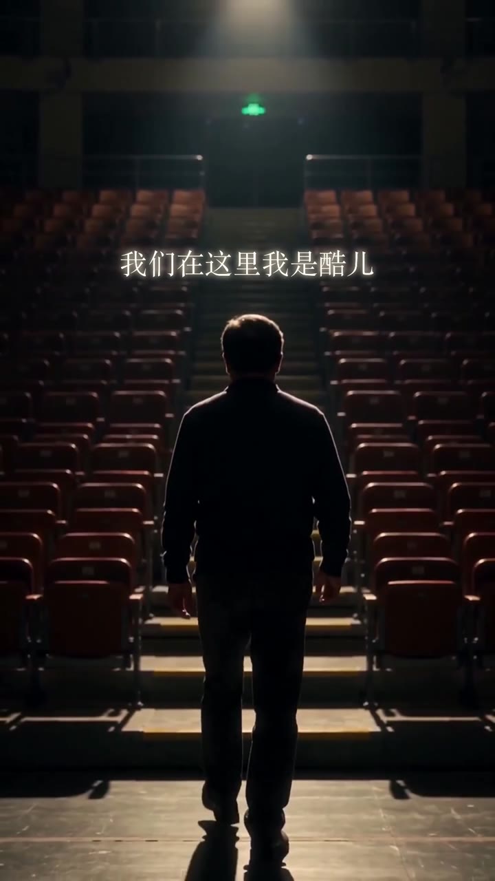 《我们在这里 我们是酷儿》MV 画面：一个人背对镜头站在空荡的看台前